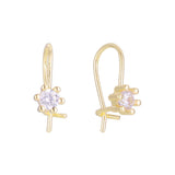 Wire Hook solitaire child earrings plated in 14K Gold, Rose Gold