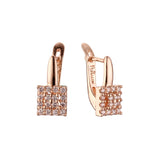 Aretes de forma cuadrada en Oro de 14K, Oro Rosa, baño de dos colores