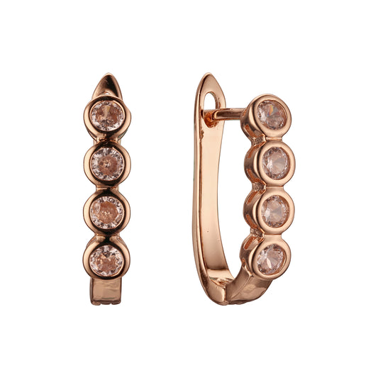 Four white CZ Rose Gold earrings