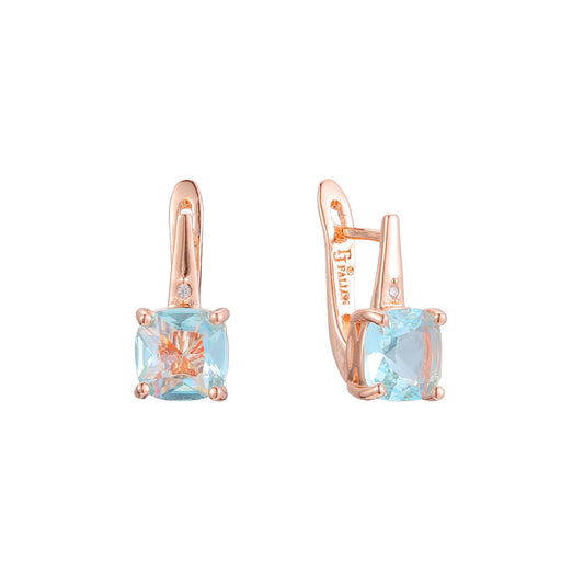 Pendientes Solitario en Oro de 14K, baño de Oro Rosa colores