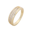 Double band paved cluster 14K Gold gold rings