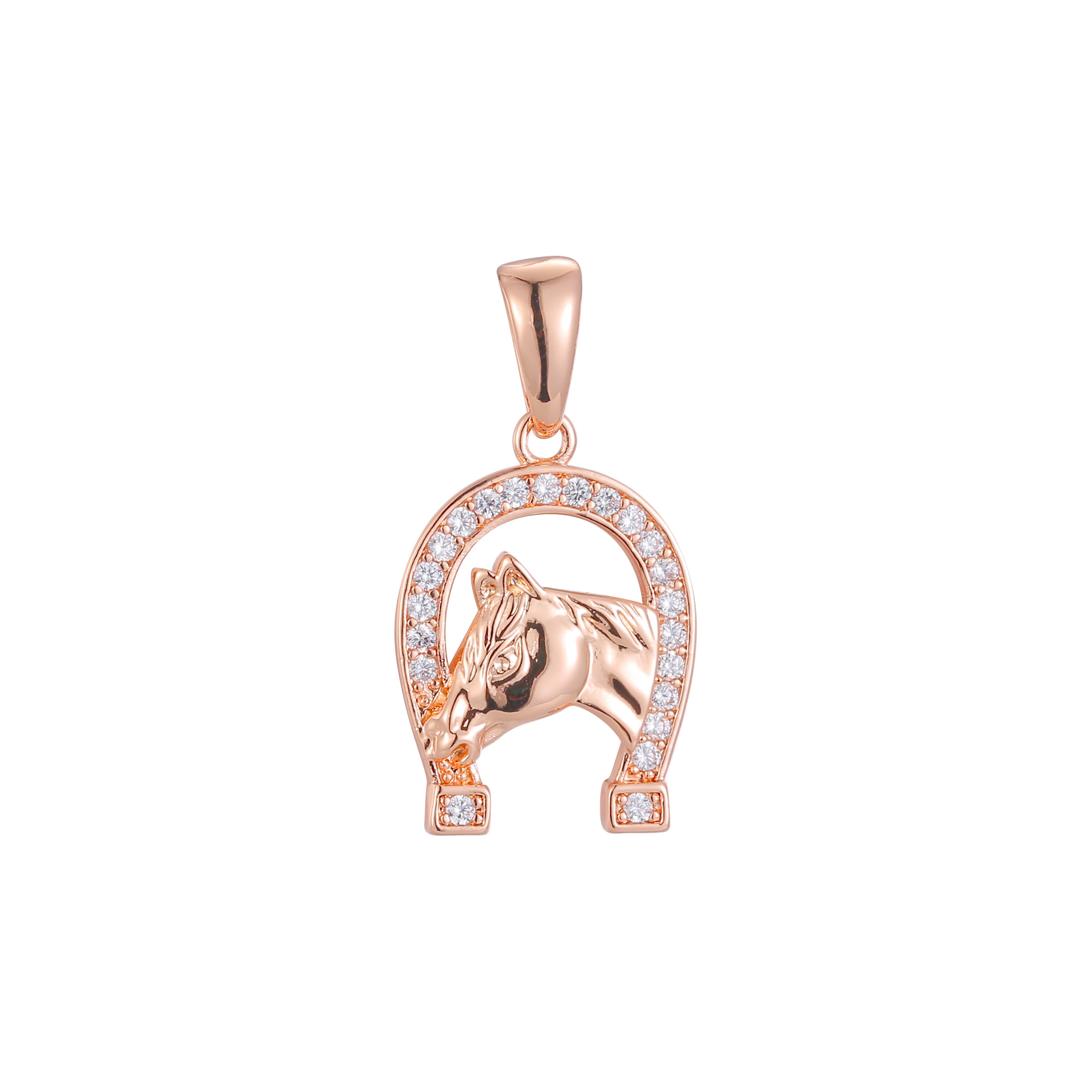 Pingente de ferradura em ouro rosa, cores banhadas a ouro 14K