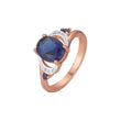 Rose Gold two tone solitaire big blue stone rings