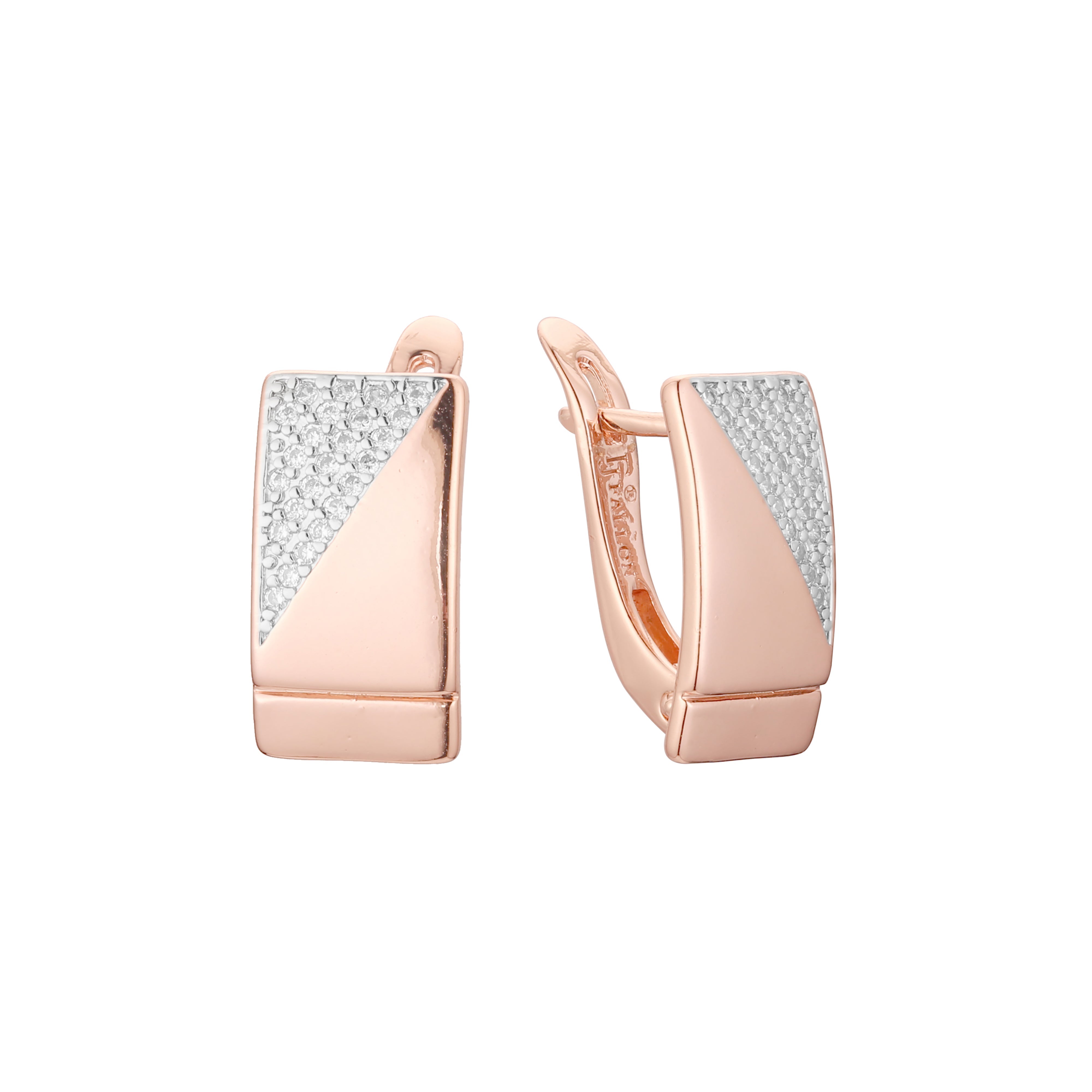 Aretes en Oro 14K, Oro Rosa, baño en dos tonos