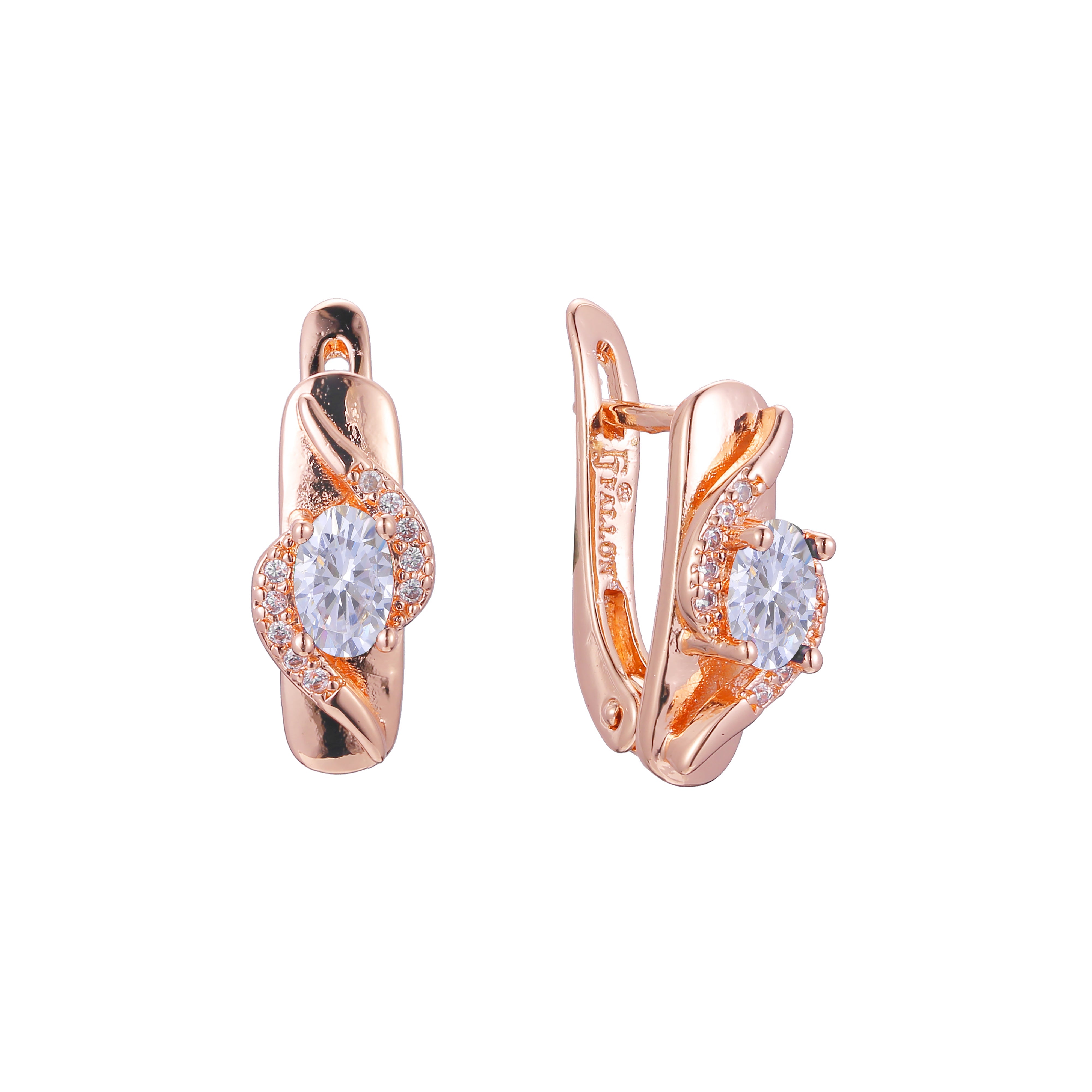 Brincos Cluster em ouro 14K, ouro rosa, duas cores de revestimento