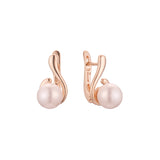 Aretes de Perlas en Oro de 14K, colores baño de Oro Rosa