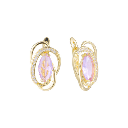 Aretes Solitaire Marquise en Oro de 14K, Oro Rosa, baño de dos tonos