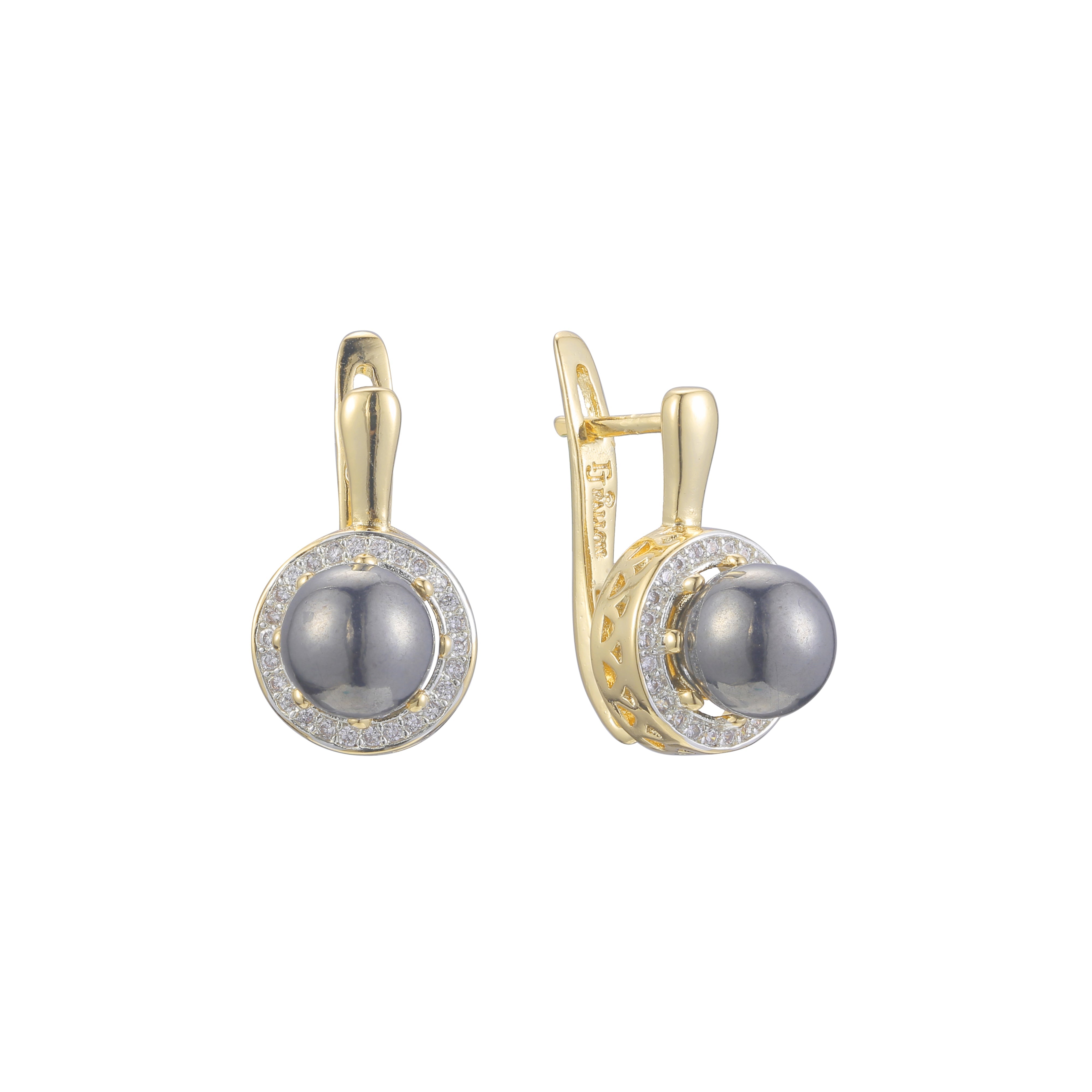 Black pearl earrings in 14K Gold, Rose Gold, two tone plating colors