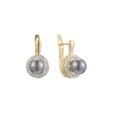 Aretes de perlas negras en Oro de 14K, Oro Rosa, baño de dos colores