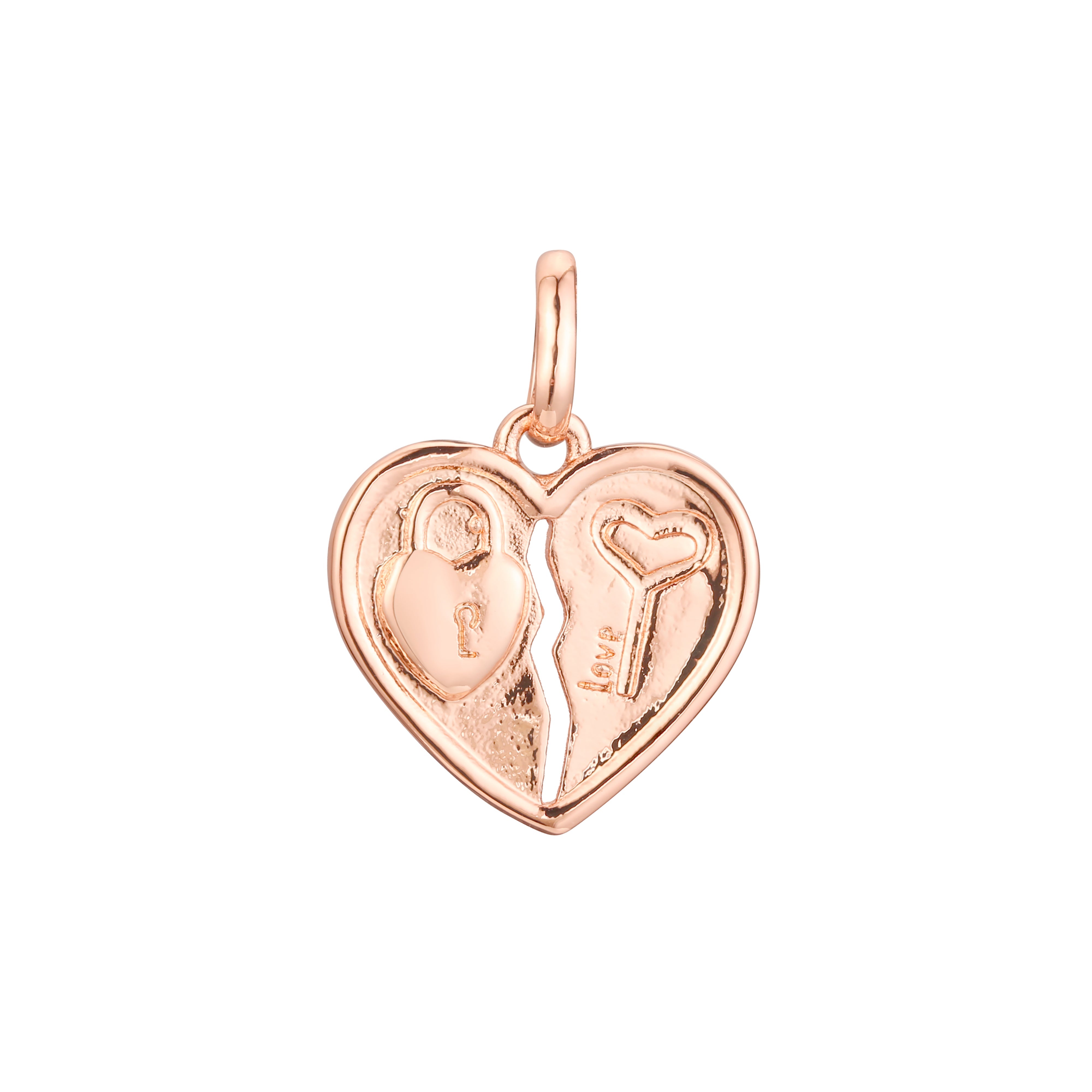 Lock of love and key pendant in Rose Gold, 14K Gold plating colors