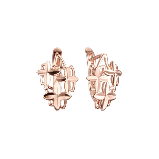 Leaves earrings in Rose Gold, two tone plating colors