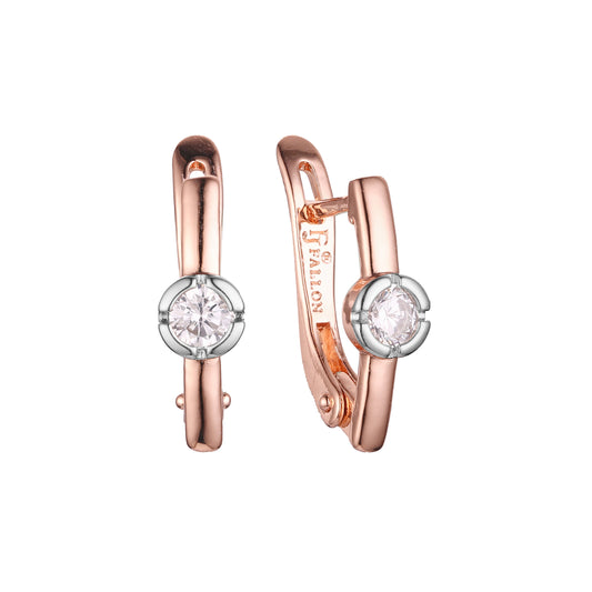 Solitaire earrings in 14K Gold, Rose Gold, two tone plating colors