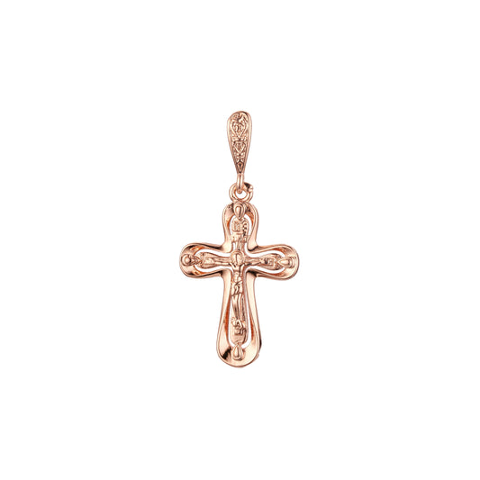 Catholic cross pendant in Rose Gold, 14K Gold plating colors