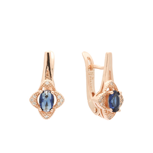 Solitaire colorful cz Rose Gold earrings