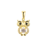 Owl animal pendant in 14K Gold, Rose Gold, 18K Gold plating colors