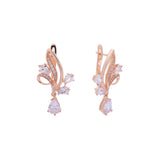 Luxurious cluster flower shape earrings in 14K Gold, Rose Gold, two tone plating colors