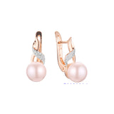 Aretes de perlas en Oro 14K, Oro Rosa, baño en dos colores