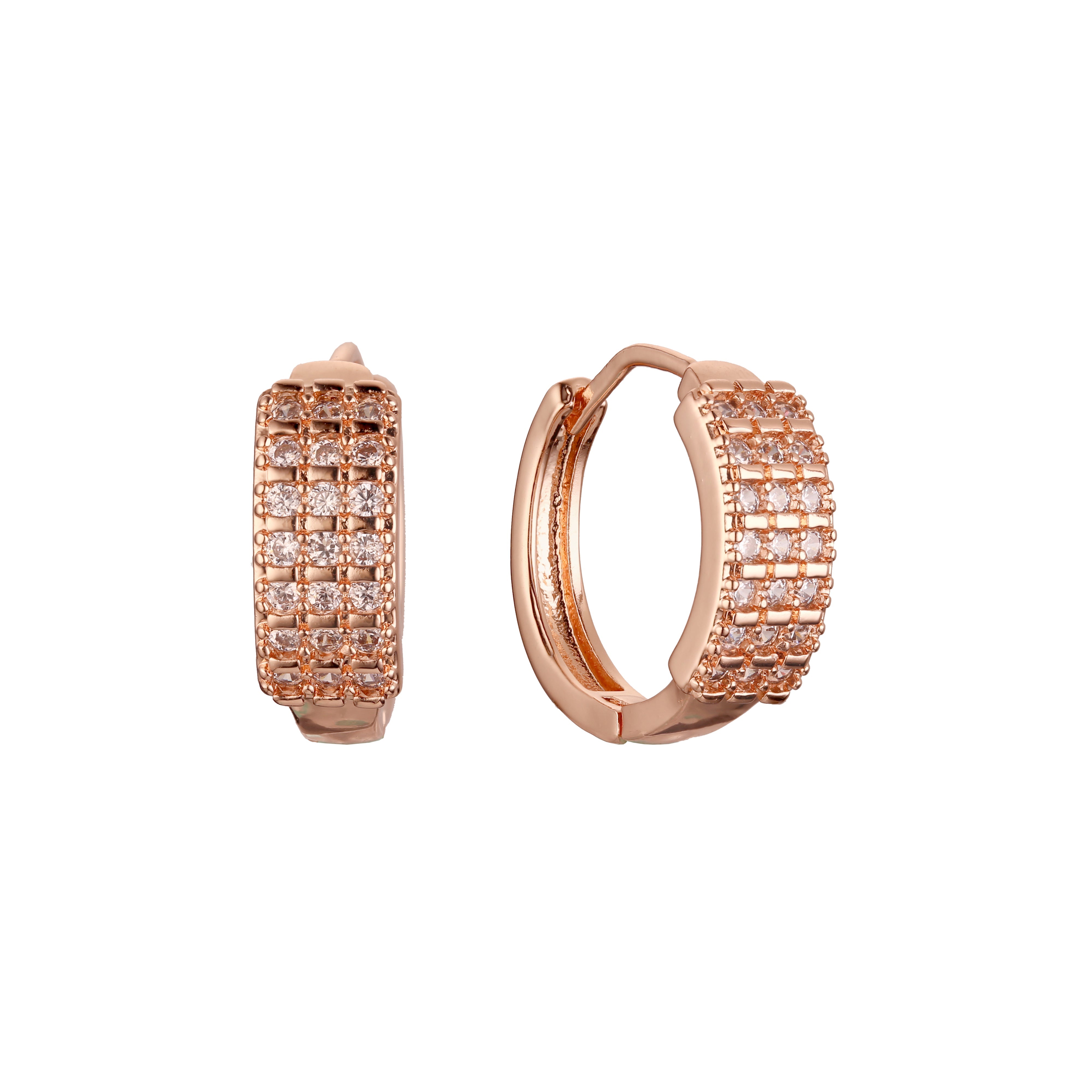 Brincos Huggie em ouro 14K, cores banhadas a ouro rosa