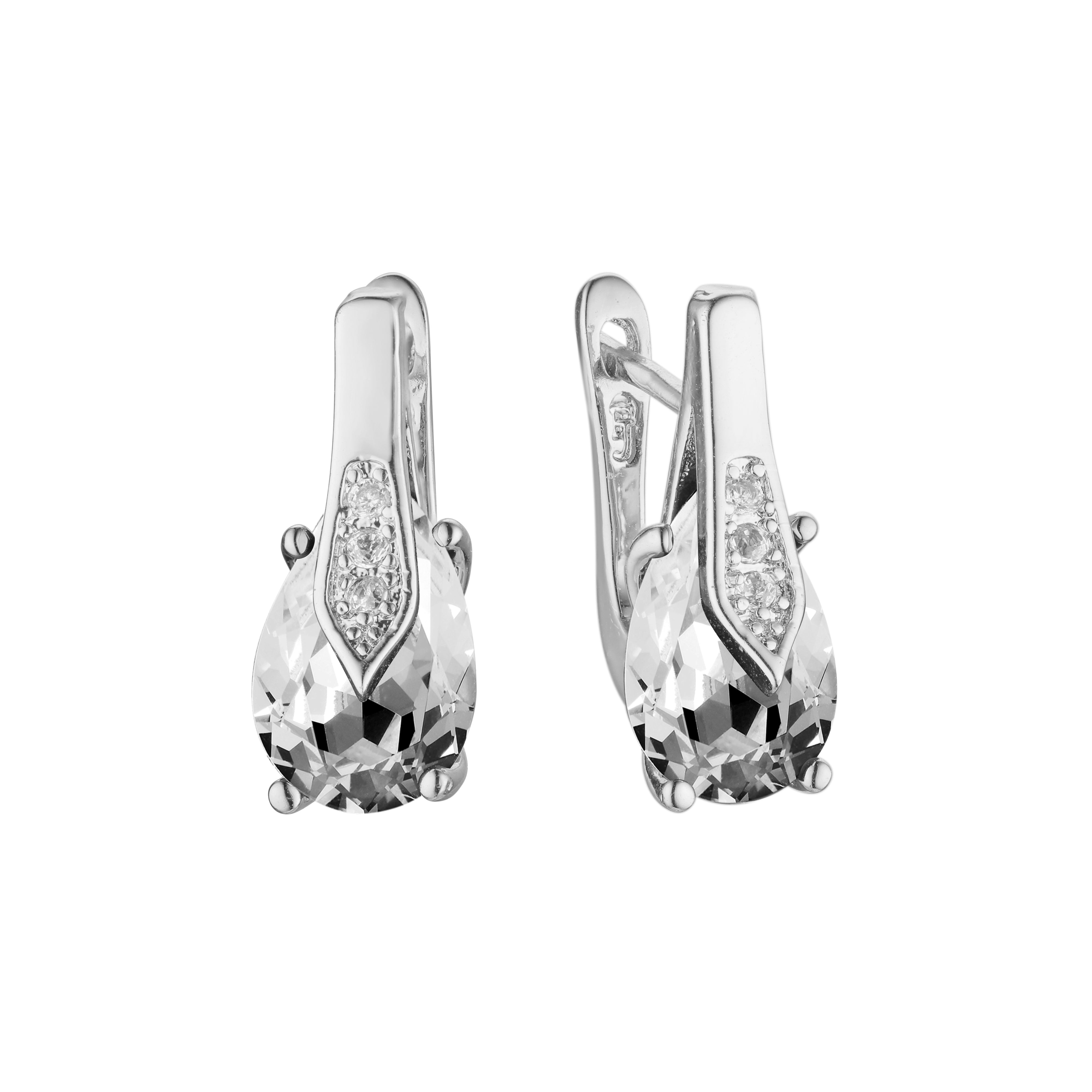 Clipped solitaire teardrop solitaire CZ 14K Gold, White Gold, Rose Gold, two tone Earrings