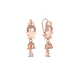 Aretes colgantes tipo candelabro con racimo de estrellas y gancho de alambre en Oro 14K, colores chapados en oro rosa