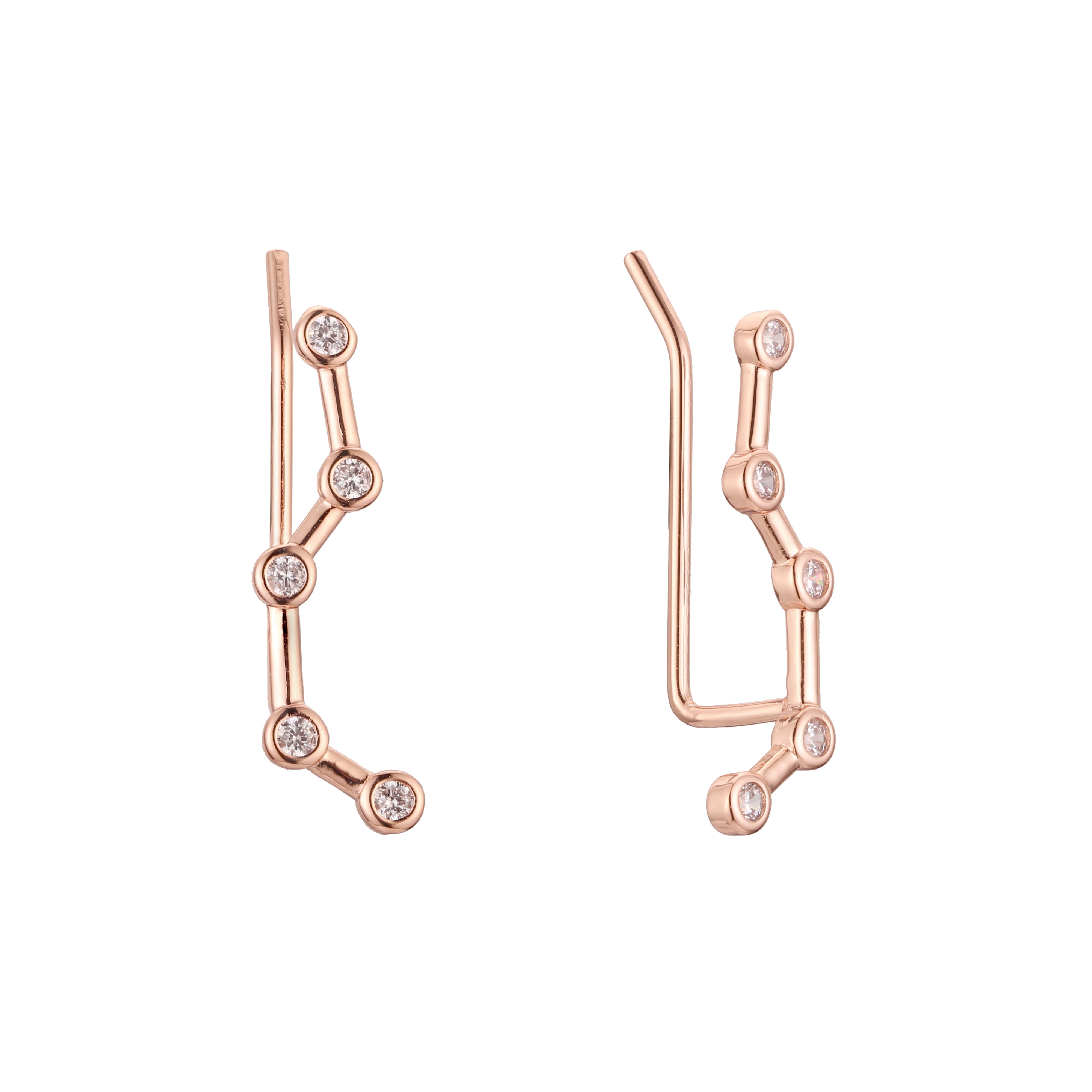 Aretes de oruga Constellation en oro de 14K, baño de oro rosa en colores