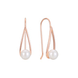 Aretes de gancho de alambre de perla en Oro 14K, colores de baño de oro rosa