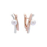 Pearl earrings in 14K Gold, Rose Gold, two tone plating colors