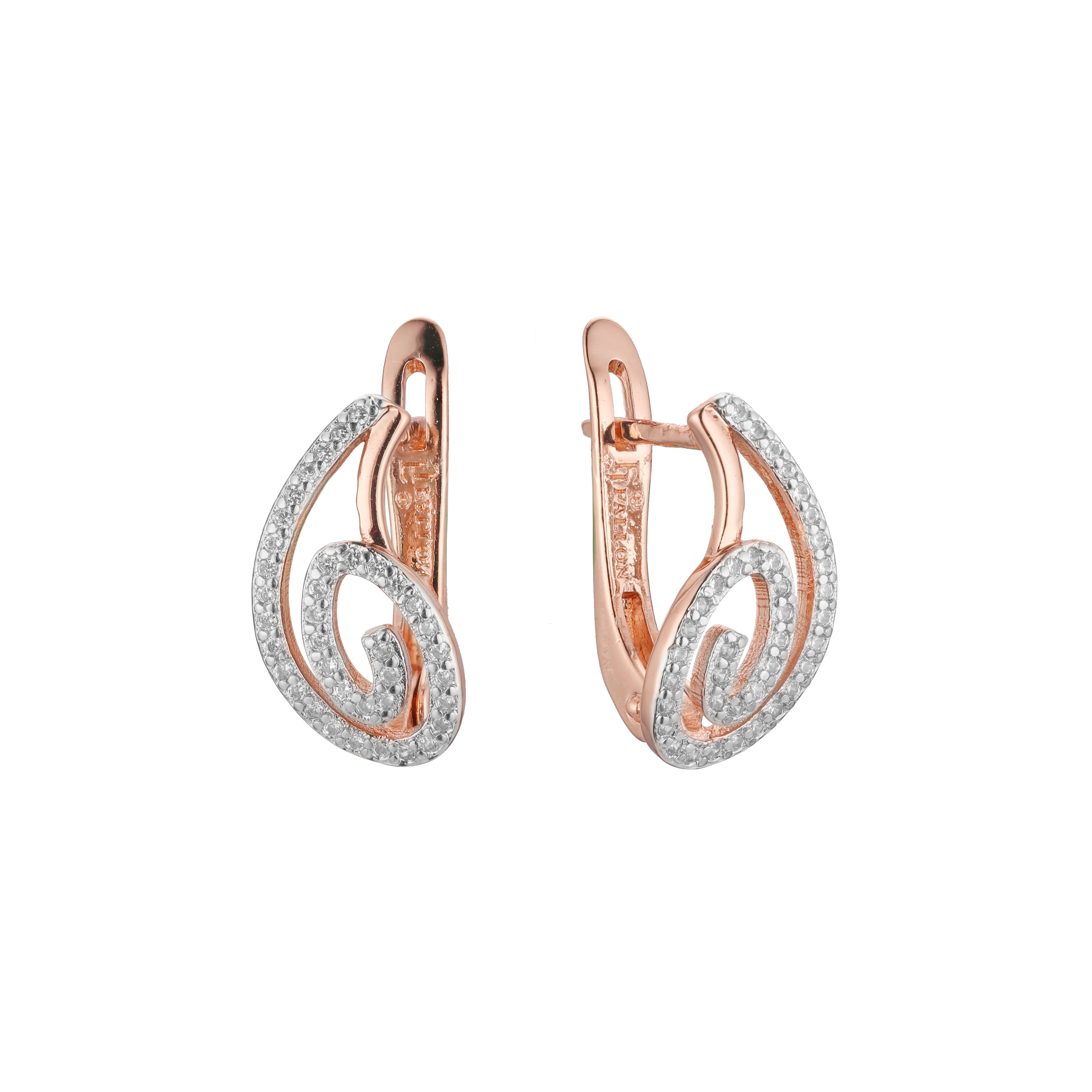 Aretes en Oro 14K, Oro Rosa, baño en dos tonos