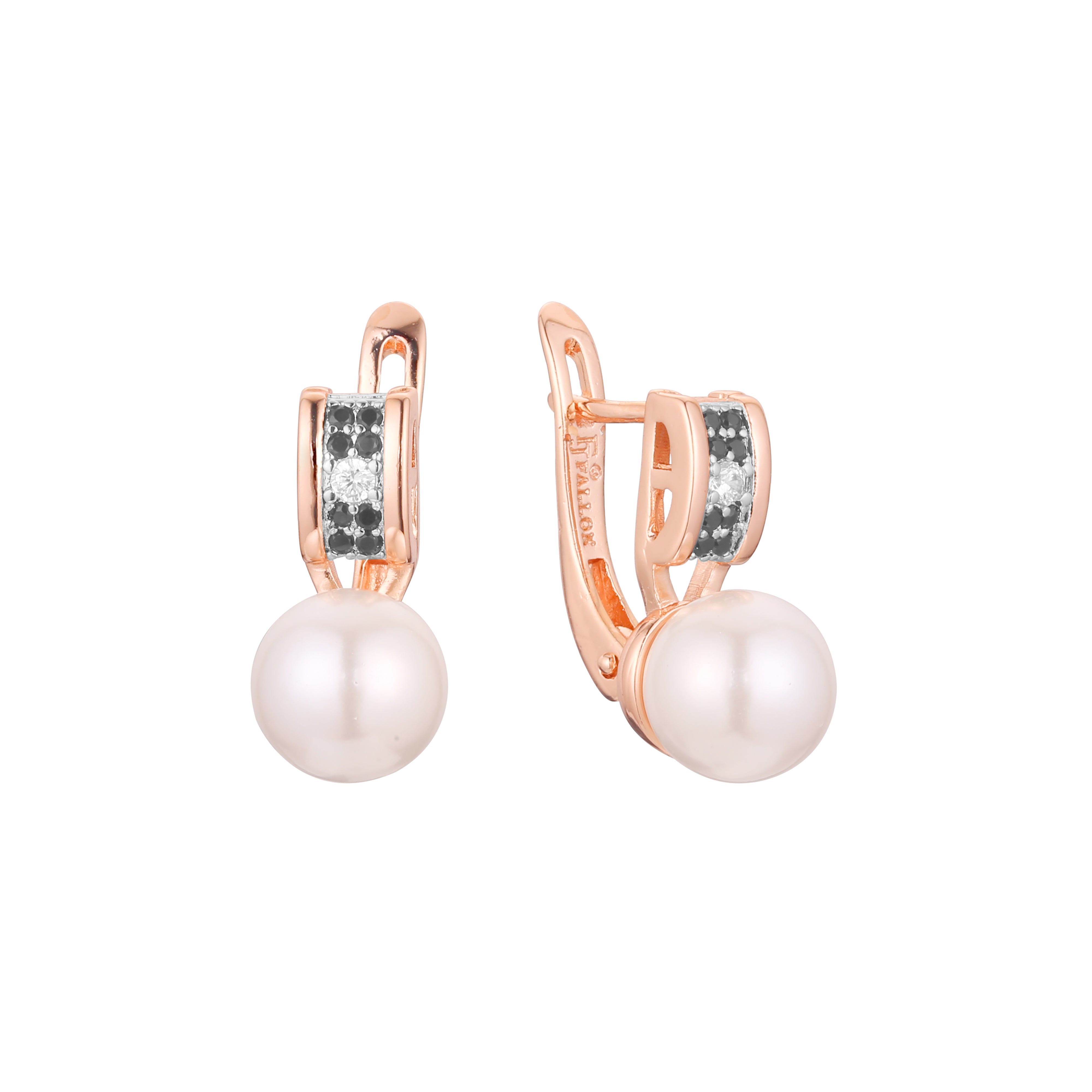 Cluster pearl earrings in 14K Gold, Rose Gold, two tone plating colors