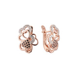 Aretes de racimo de corazones en Oro de 14K, Oro Rosa, baño de dos tonos