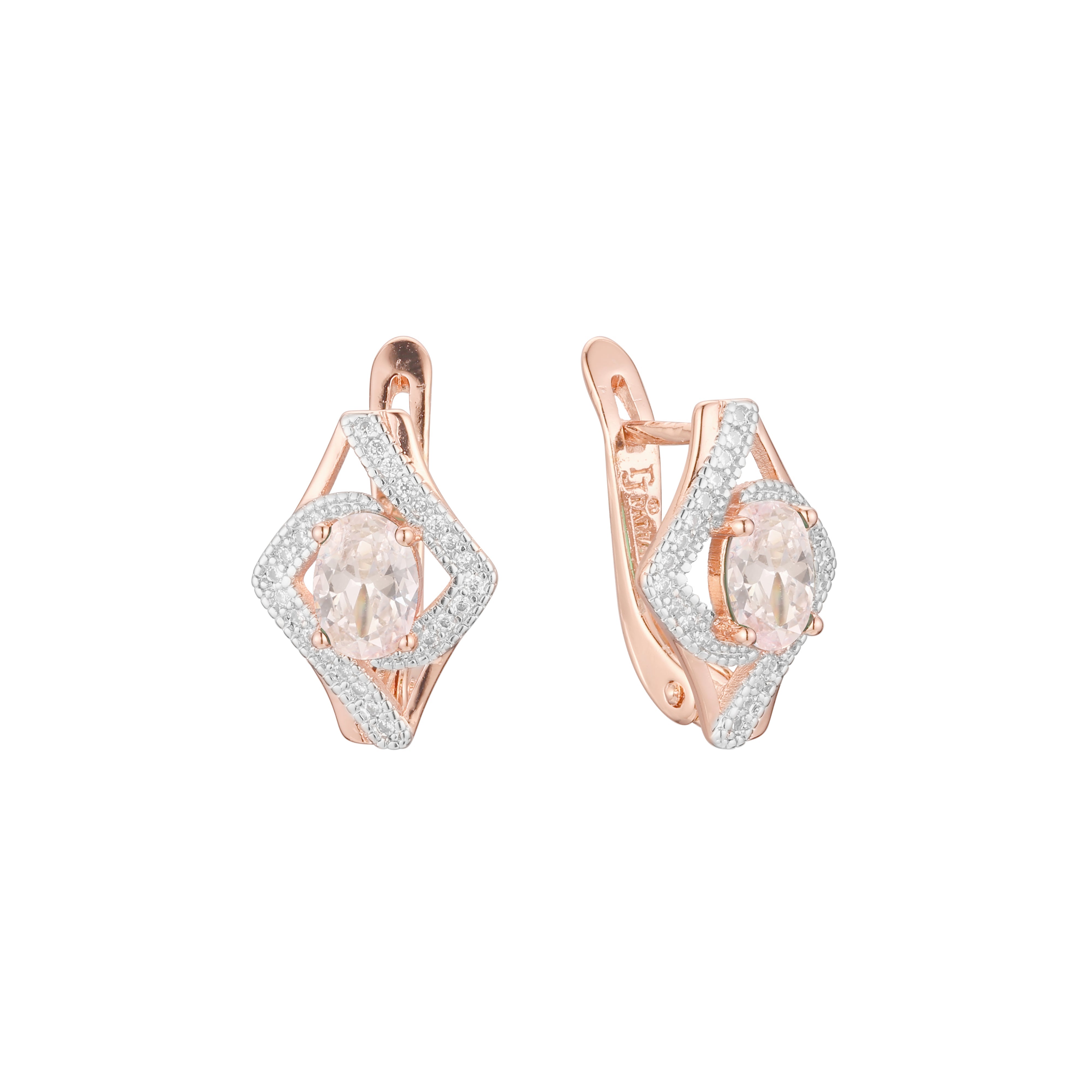 Cluster earrings in 14K Gold, Rose Gold, two tone plating colors