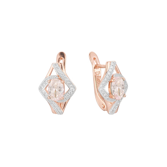 Aretes de racimo en Oro de 14K, Oro Rosa, baño de dos colores