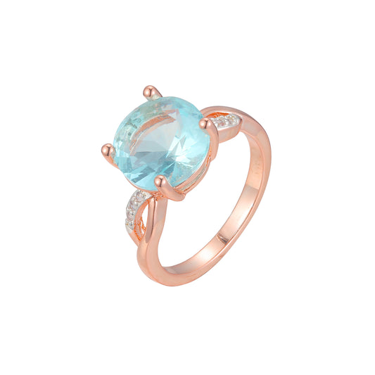 Rose Gold two tone solitaire big round stone rings