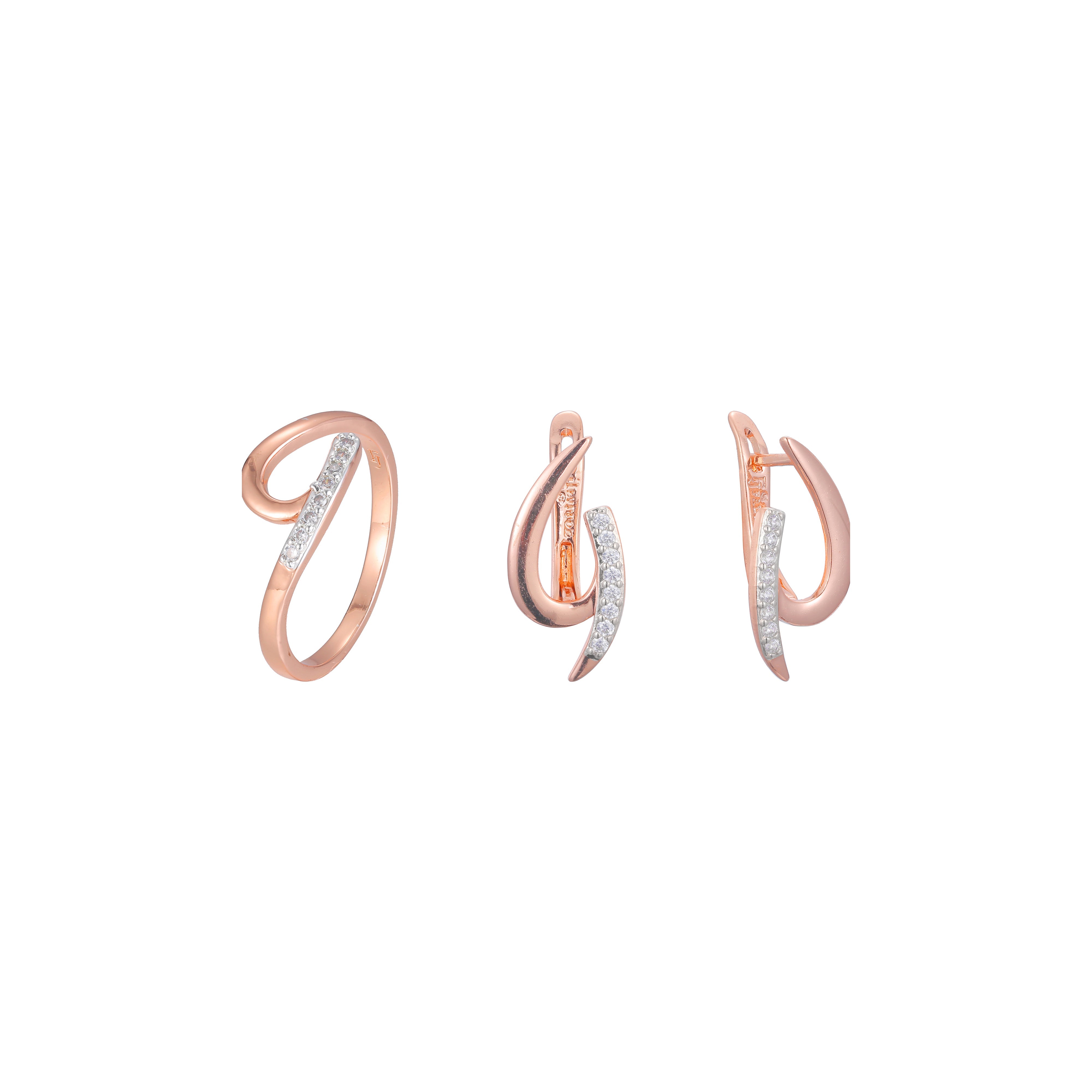 Conjunto de joyería minimalista redondo y puntiagudo chapado en oro rosa