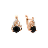 Rose Gold two tone solitaire round stone earrings