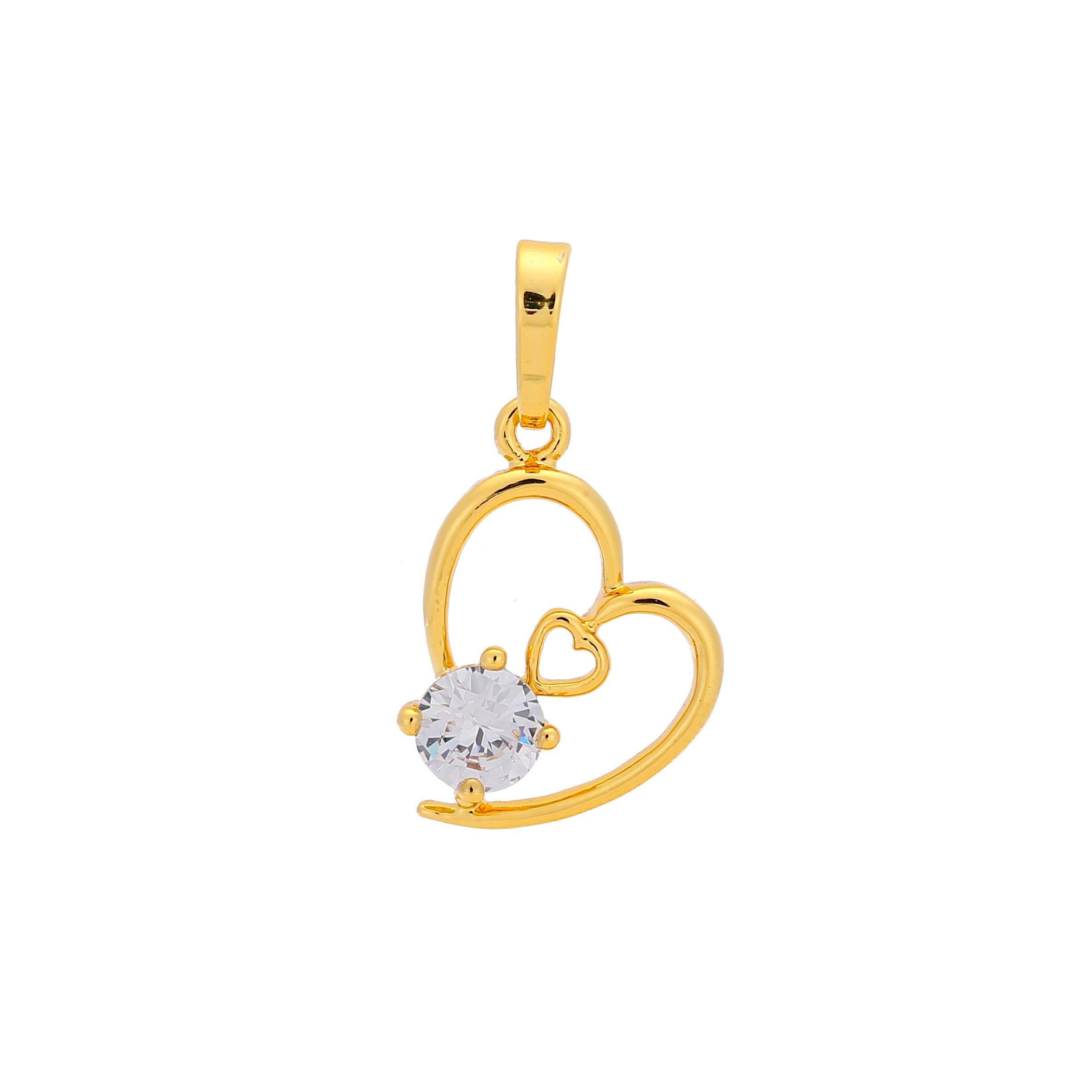 Colgante corazón en corazón en Oro de 14K, baño de Oro de 18K colores