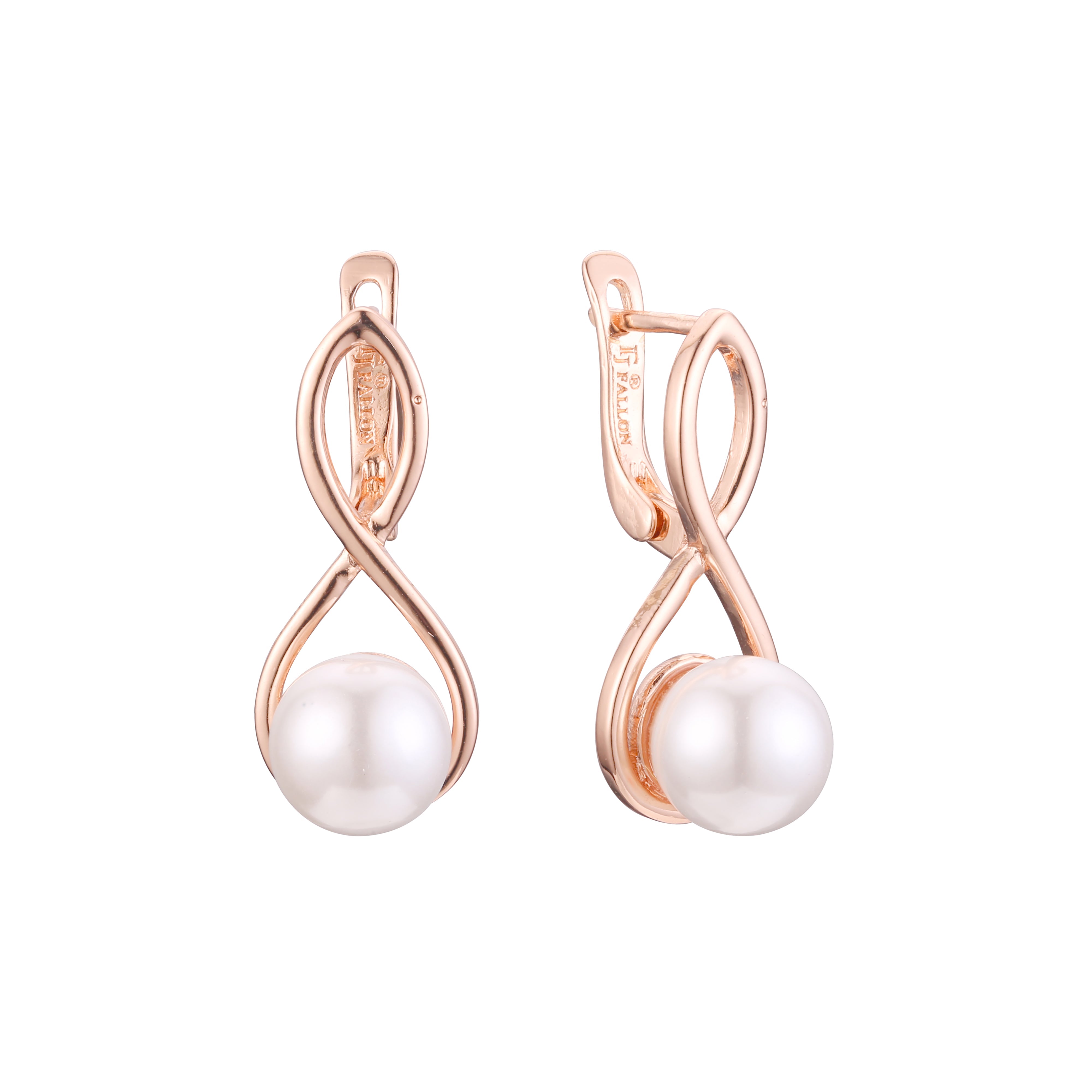 Aretes de Perlas en Oro de 14K, colores baño de Oro Rosa