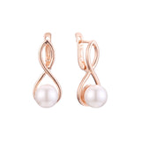 Aretes de Perlas en Oro de 14K, colores baño de Oro Rosa