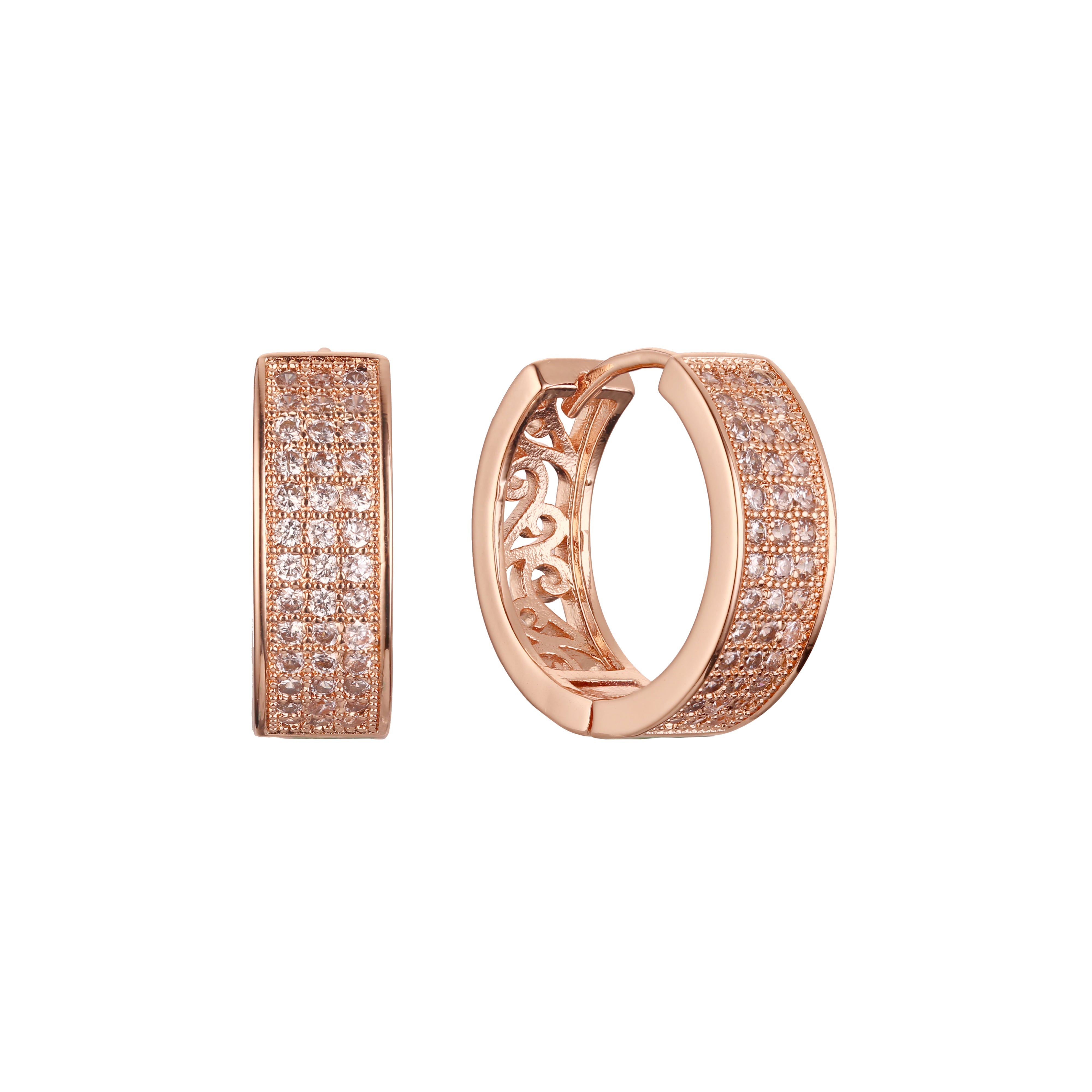 Aretes Huggie en Oro de 14K, baño de Oro Rosa colores