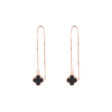 Clover threader earrings in White Gold, Rose Gold plating colors