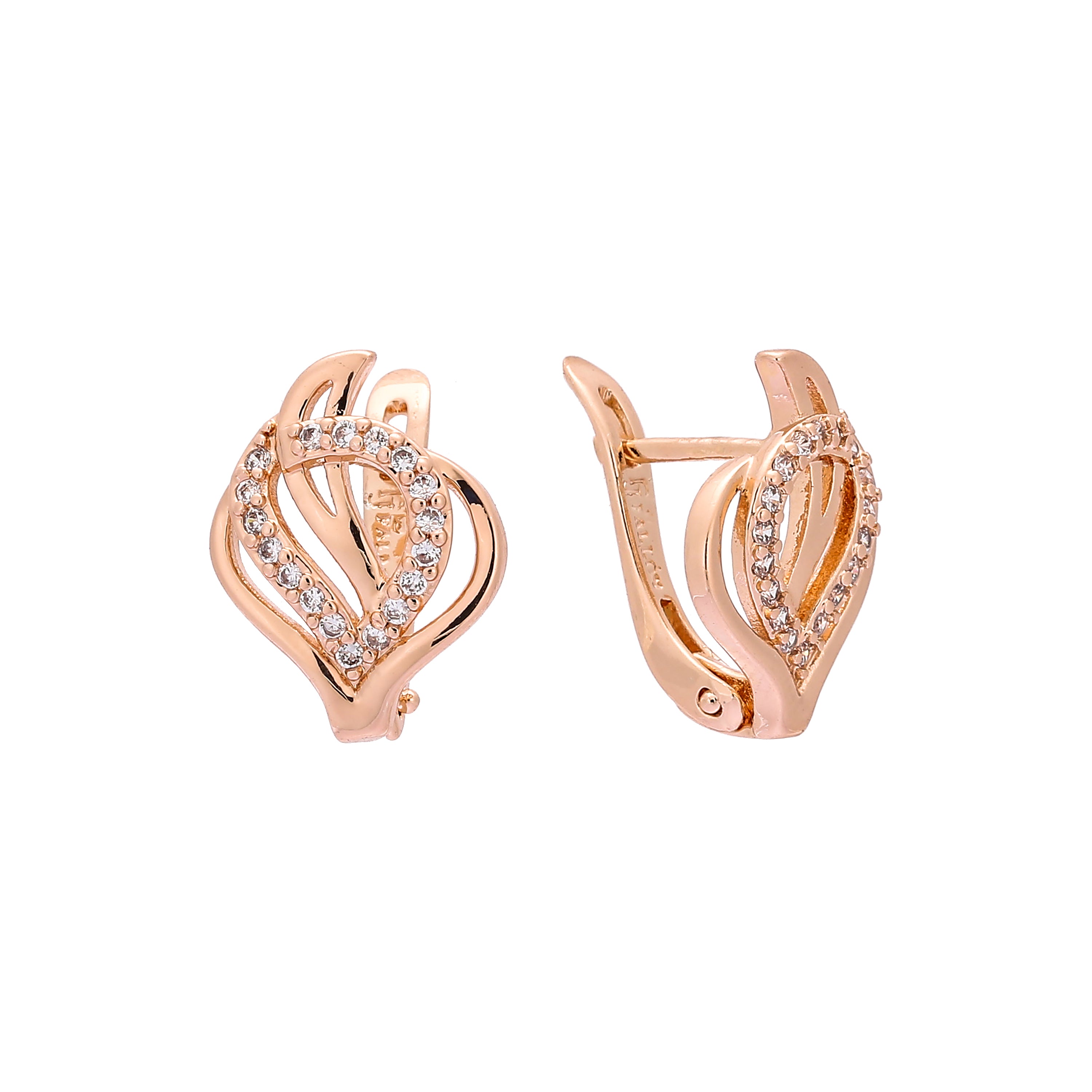 Paved white cz Rose Gold earrings