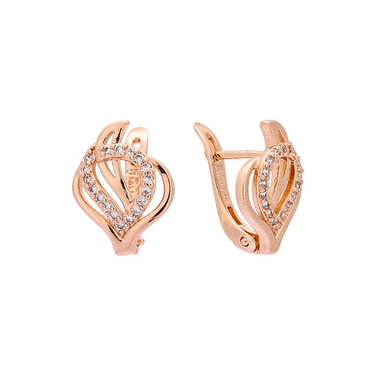 Pendientes de oro rosa con pavé de circonitas blancas