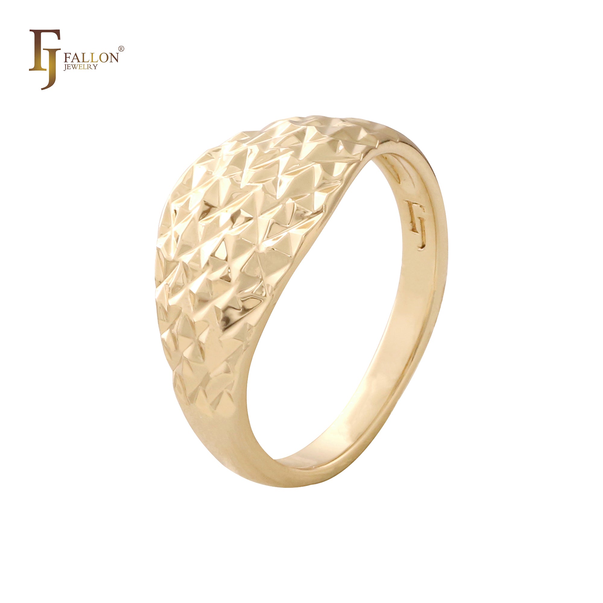 Rhombus Textured 14K Gold Rings