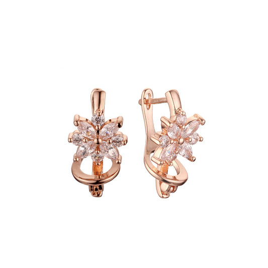 Flower earrings in 14K Gold, Rose Gold plating colors