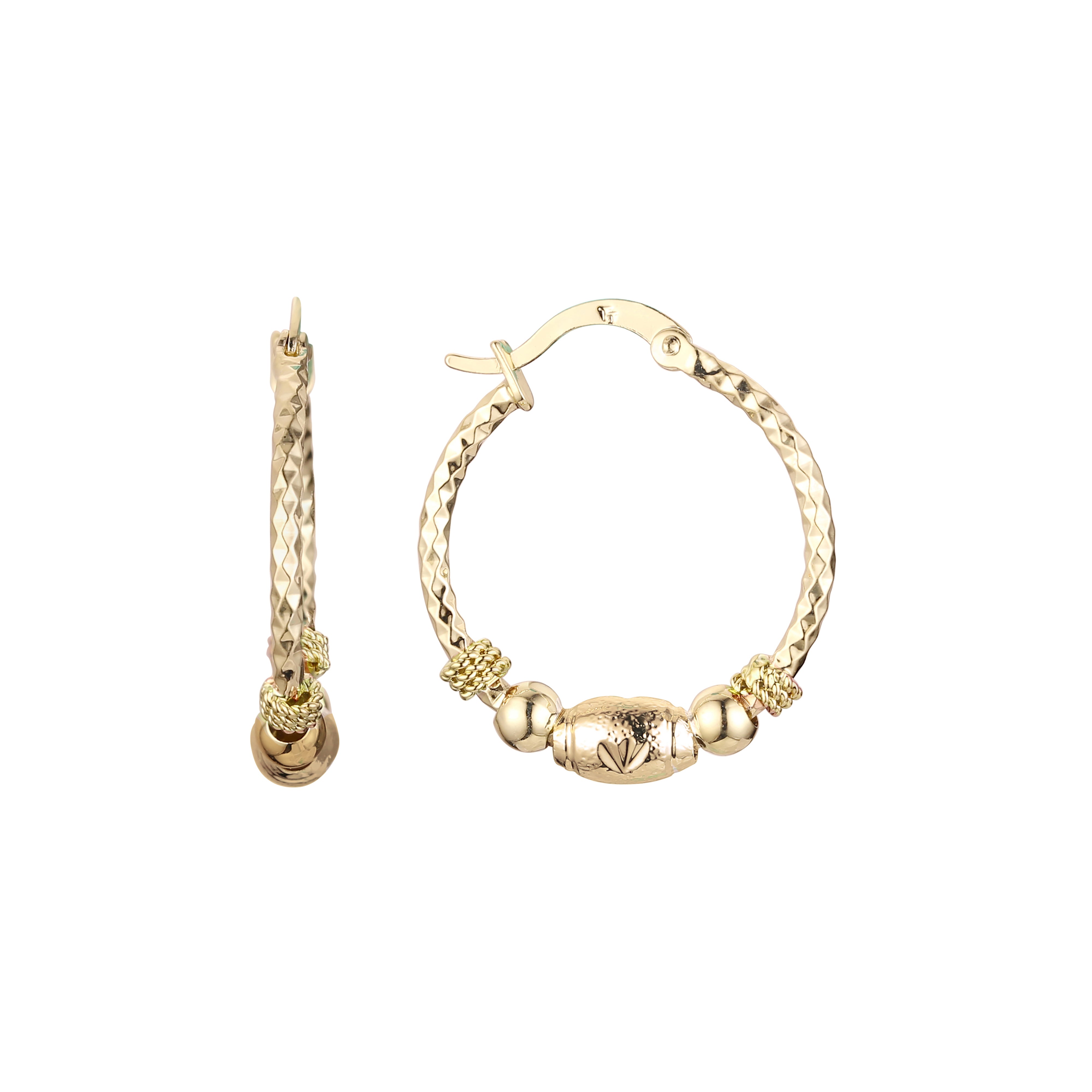 Hoop earrings in 14K Gold, Rose Gold, three tone plating colors