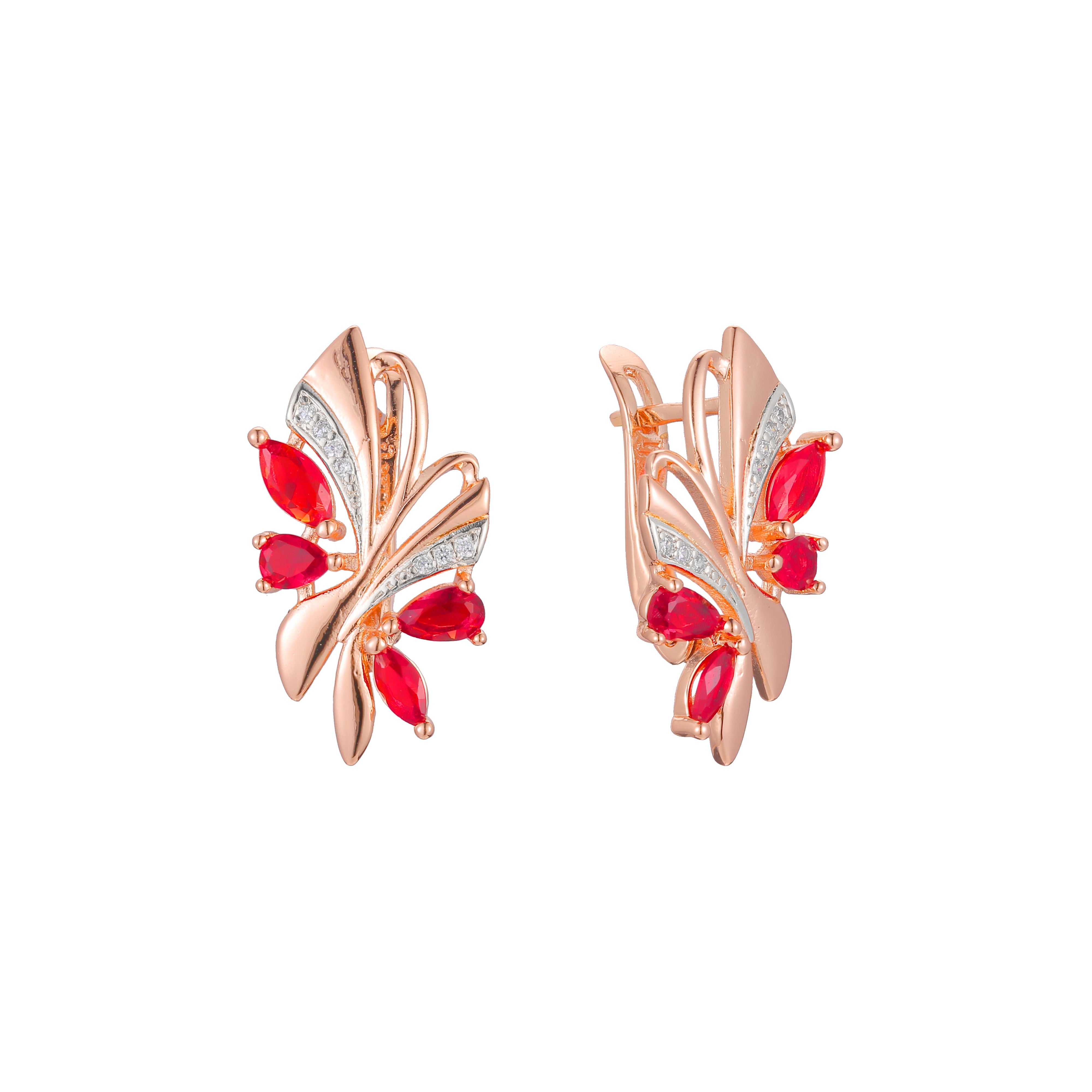 Cluster earrings in 14K Gold, Rose Gold, two tone plating colors