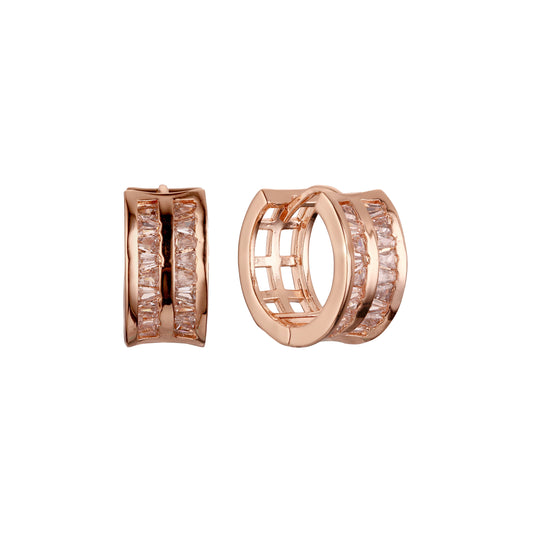 Aretes Huggie en Oro de 14K, baño de Oro Rosa colores