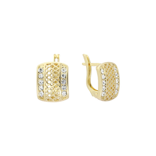 Aretes de racimo de malla en Oro 14K, oro rosa, baño de dos tonos