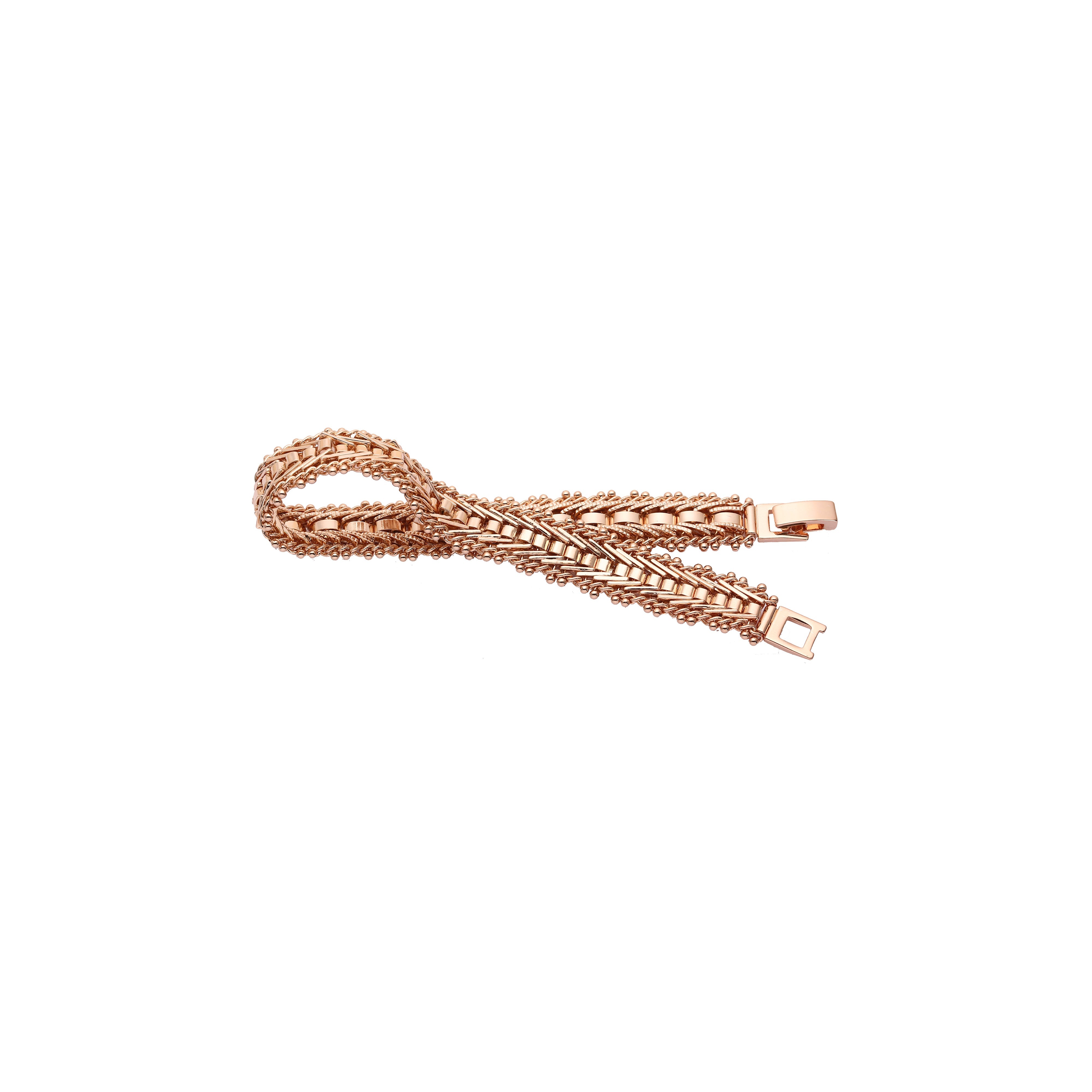 Luxurious fancy link bracelets plated in 14K Gold, Rose Gold colors