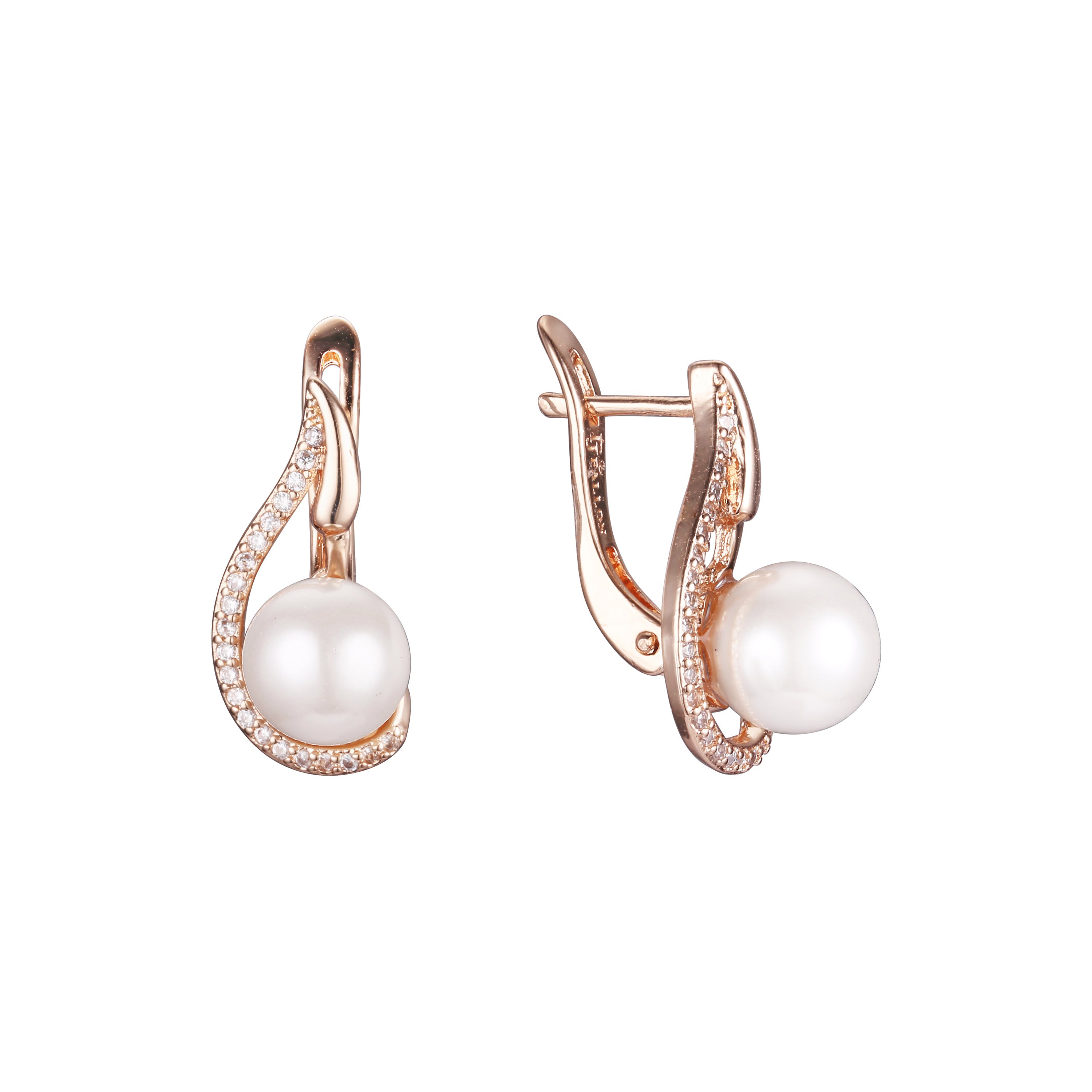 Rose Gold two tone pearl earrings